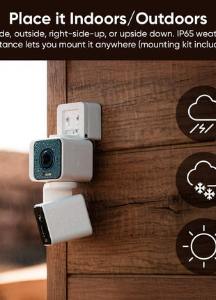 WYZE Duo Cam Pan Indoor/Outdoor IP65 2K 360° Pan/Tilt Smart Home Security Camera with Color Night Vision, Compatible with Alexa & Google Assistant, White