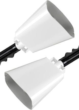 BLUE PANDA 2 Pack Cow Bells - Cowbells for Sporting Events - Percussion Noise Makers with Handle for Football Games, Stadiums (White Cowbell) 9.5-inch Cow Bell
