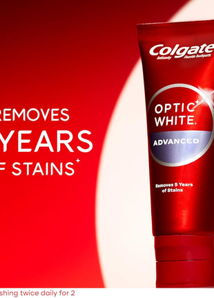 Colgate Optic White Advanced Teeth Whitening Toothpaste, 2% Hydrogen Peroxide Toothpaste, Sparkling White, 3.2 Oz, 3 Pack