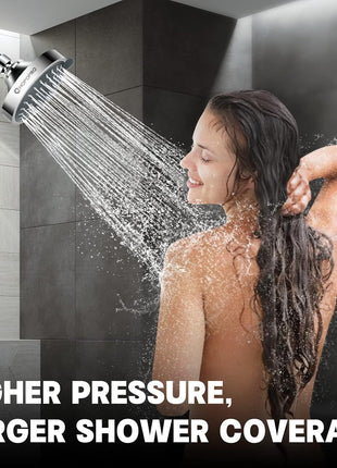 HOPOPRO 5-Mode High Pressure Shower Head - The Washington Post, NBC News, Today TV Show Recommended - High Flow Fixed Showerheads (4 Inch Chrome)