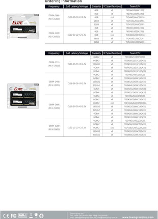 TEAMGROUP Elite DDR4 16GB Single 2666MHz (PC4-21300) CL19 Unbuffered Non-ECC 1.2V UDIMM 288 Pin PC Computer Desktop Memory Module Ram Upgrade - TED416G2666C1901