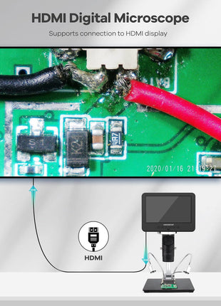 Andonstar AD246S-M 3 Lens 2160P HDMI Digital Microscope 2000x for Adults | 7 Inch LCD Soldering Microscope for Electronics Repair, Error Coins, Pro Boom Arm Stand, Windows Compatible