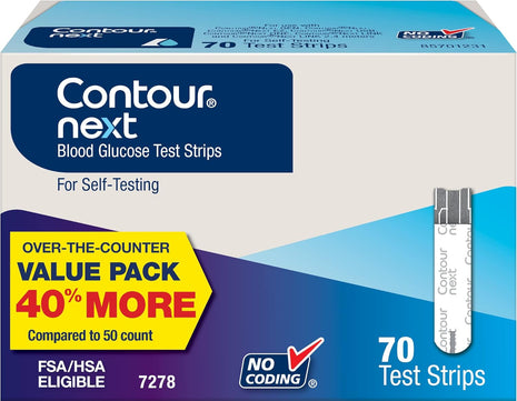 Ascensia Contour Next Blood Glucose Diabetes Test Strips, 70 Count