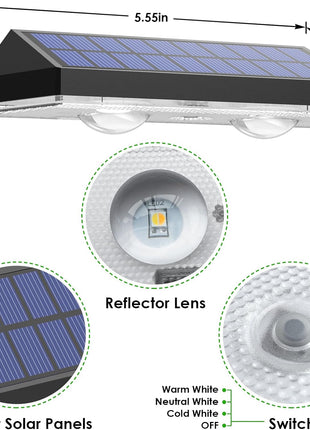 Solar Fence Lights Outdoor - 2700/4000/6000K 3 Mode, 8 Pack Solar Fence Lights Outdoor Waterproof LED, Fence Light Solar Powered for Outside, Backyard, Railing, Step, Patio,Wall and Home Improvement