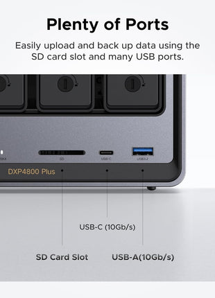 UGREEN NAS DXP4800 Plus 4-Bay NAS, Intel Pentium Gold 8505 5-Core CPU | 8GB DDR5 RAM, Built-in 128G SSD, 1x 10GbE, 1x 2.5GbE, 2x M.2 NVMe Slots, 4K HDMI, Desktop Network Attached Storage (Diskless)