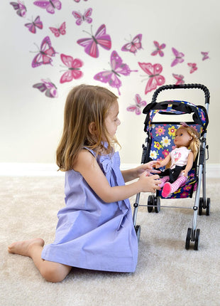 fash n kolor, My First Baby Doll Stroller with Flower Design with Basket in The Bottom- 2 Free Magic Bottles Included