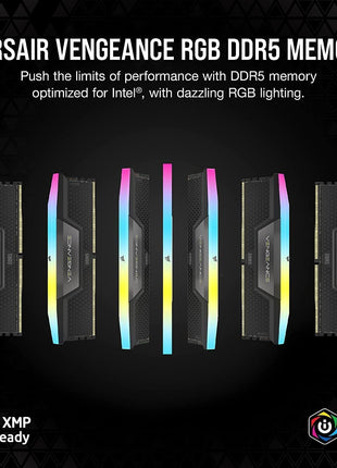 CORSAIR Vengeance RGB DDR5 RAM 32GB (2x16GB) Up to 6000MHz CL36-44-44-96 1.35V Intel XMP 3.0 Computer Memory – Black (CMH32GX5M2E6000C36)