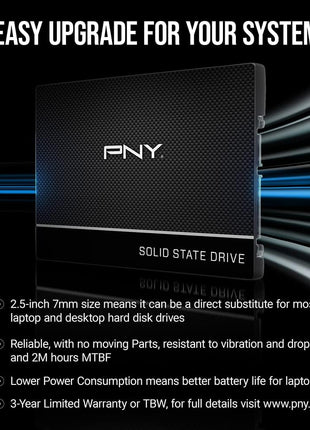 PNY CS900 1TB 3D NAND 2.5 inch SATA III Internal Solid State Drive (SSD) - (SSD7CS900-1TB-RB)
