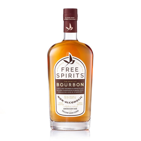 Free Spirits Non-Alcoholic Bourbon Spirit - Award Winning Whiskey Alternative - Low Calorie, Vegan, Gluten-Free with B-Vitamins - Natural Ingredients for Delicious Cocktails - 750 ml Bottle