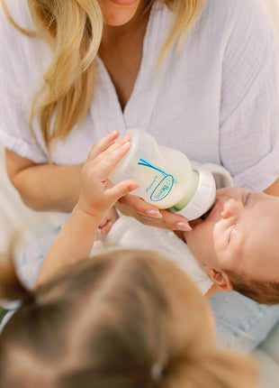 Dr. Brown's Natural Flow Anti-Colic Options+ Wide-Neck Glass Baby Bottles 5 oz/150 mL, with Level 1 Slow Flow Nipple, 3 Pack, 0m+