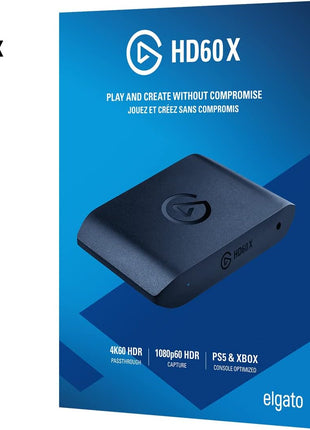 Elgato HD60 X - Stream and Record in 1080p60 HDR10 or 4K30 with Ultra-low Latency on PS5|Pro, PS4|Pro, Xbox Series X/S, Xbox One X|S, Nintendo Switch 2, in OBS and More, Works with PC and Mac
