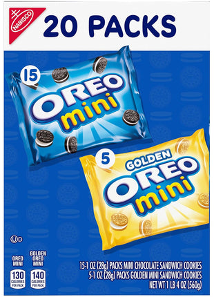 Oreo Mini Mix Sandwich Cookies Variety Pack, 20 Snack Packs | Individually Wrapped, Always made with Real Cocoa, Certified Kosher
