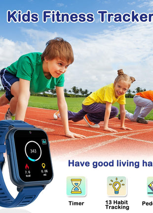 Cosjoype Kids Game Smart Watch for Kids with 39 Puzzle Games HD Touch Screen Camera Music Player Pedometer Alarm Clock Calculator Flashlight 12/24hr Kid Watch Gift for 4-12 Year Old Boys Toys for Kid