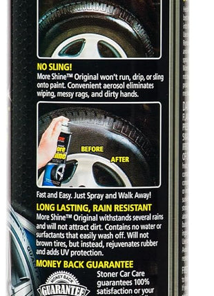 Stoner Car Care 91044 Original More Shine Tire Shine Spray – Tire Dressing Restores Deep Matte Black Finish with Long-Lasting Rain-Resistant Protection, Dry-to-Touch – 12 oz