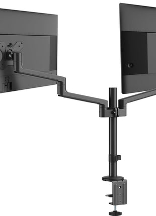 MSI PRO MT81D - Premium Aluminum Dual Monitor Stand Arms, Supports 17-32" & 17.6 lbs per Screen, VESA Compatible, Adjustable Desk Mount, Clamp & Grommet Base, Quick Release Plate - Black