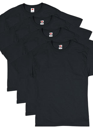 Hanes mens Essentials Short Sleeve T-shirt Value Pack (4-pack) athletic t shirts, Black, Large US