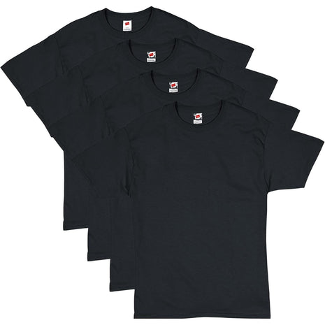 Hanes mens Essentials Short Sleeve T-shirt Value Pack (4-pack) athletic t shirts, Black, Large US