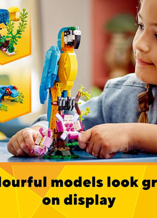 LEGO Creator 3 in 1 Exotic Parrot Building Toy Set, Transforms to 3 Different Animal Figures - from Colorful Parrot, to Swimming Fish, to Cute Frog, Creative Toys for Kids Ages 7 and Up, 31136