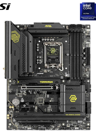 MSI MAG B860 Tomahawk WiFi Motherboard, ATX - Supports Intel Core Ultra Processors (Series 2), LGA 1851 - DDR5 Memory Boost 9200+ MT/s OC, 1 x PCIe 5.0 x16, 1 x M.2 Gen5, 5G LAN, Wi-Fi 7