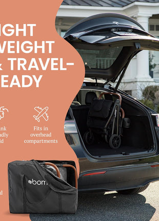 Bombi Bēbee V2 Lightweight Baby Stroller - Premium Vegan Leather, One-Hand Fold, Infinite Recline, Aircraft-Grade Aluminum Frame, XXL Canopy, and Ample Storage Umbrella Stroller - Hunter Green