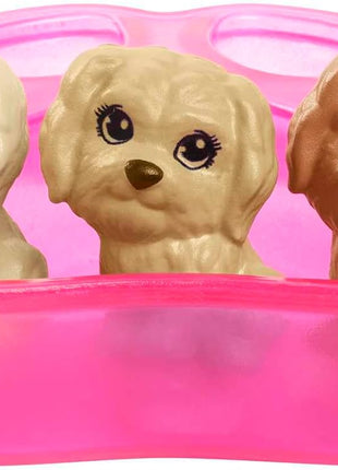 Barbie Doll & Pets Set, Blonde with Mommy Dog, 3 Newborn Puppies with Color-Change Feature & Pet Accessories