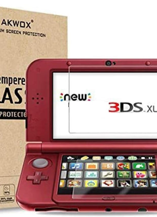 AKWOX (2 in 1) Tempered Glass Screen Protector + HD Clear Crystal PET Screen Protective Filter Compatible with 3DS XL/New 3DS XL