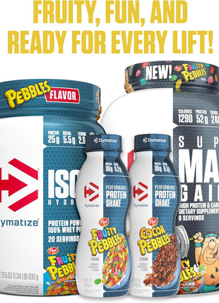Dymatize ISO100 Protein Powder, 100% Whey Isolate, Fruity Pebbles | 25g Protein, Hydrolyzed, Fast-Absorbing, Supports Muscle Health, 5.5g BCAAs, Gluten-Free, 20 Servings, 1.3 lb