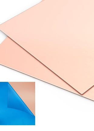 2 Pieces 99.9% Pure Copper Sheet, 4 inch x 4 inch,18 Gauge(1mm) Thickness, Film Attached Copper Plate, Great for Jewelry, Crafts, modelers
