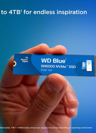 Western Digital 500GB WD Blue SN5000 NVMe Internal Solid State Drive SSD - PCIe Gen 4.0, M.2 2280, Up to 5,000 MB/s - WDS500G4B0E [New Generation]