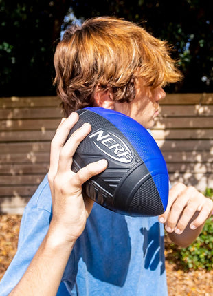 NERF Kids Foam Football - Pro Grip Youth Soft Foam Ball - Indoor + Outdoor - Small NERF Foam Football - 9" Inch Youth Sized Ball - Blue + Black