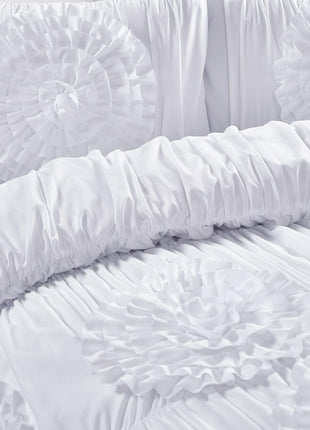 Lush Decor 3 Piece Serena Comforter Set, King, White