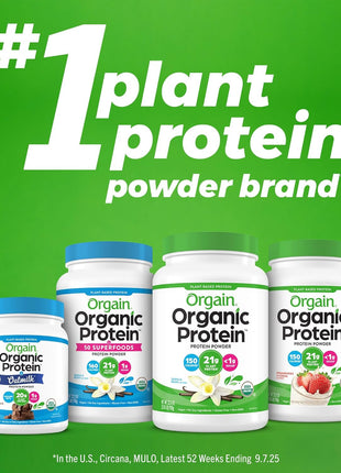 Orgain Organic Vegan Protein Powder, Creamy Chocolate Fudge   21g Plant Protein, 6g Prebiotic Fiber, Low Net Carb, No Lactose Ingredients, No Added Sugar, Non GMO, For Shakes & Smoothies, 2.03 lb