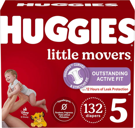 Huggies Little Movers Diapers Size 5, 132 Count (2 Packs of 66)