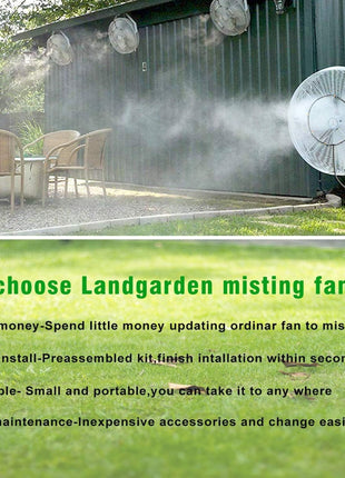 Outdoor Misting Fan Kit for a Cool Patio Breeze,Water Mister Spray for Cooling Outdoor,19.36FT (5.9M) Misting Line + 5 Brass Mist Nozzles + a Brass Adapter(3/4) Fit to Any Outdoor Fan