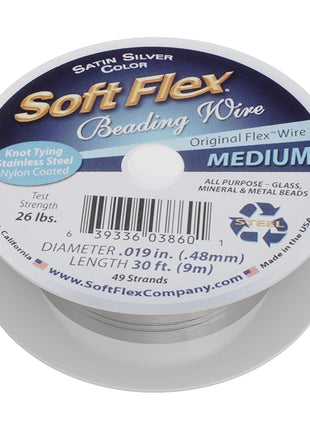 Soft Flex 49 Strand Beading Wire - Medium 0.19 Diameter - 30 Feet Nylon Design Wire