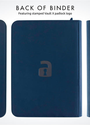 Vault X 4 Pocket Trading Card Zip Binder, 160 cards, Premium Exo-Tec Album Material, 20 Side-Loading Pages, Folder for Collectible Card Games, Sports, TCG (Blue)