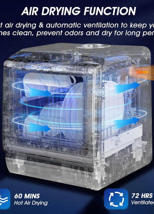 AIRMSEN Portable Countertop Dishwashers, 5 Washing Programs Mini Dishwashers with 5 L Built-in Water Tank and Double-layered Glass Door, No Hookup Needed for Home, Apartments & RVs