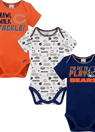 Gerber NFL Unisex-Baby NFL Team 3 Pack Short Sleeve Onesie Bodysuit