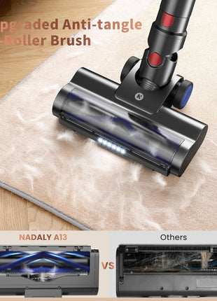 NADALY Cordless Vacuum Cleaner, 500W 40KPA Stick Vacuum with 45min Runtime, Anti-Tangle Vacuum Cleaners for Home, Self-Standing Rechargeable Wireless Vacuum for Hardwood Floor Carpet Pet Hair