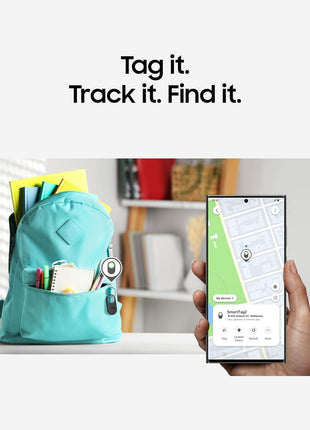 Samsung Galaxy SmartTag2, Bluetooth Tracker, Smart Tag Tracking Device, Item Finder for Keys, Wallet, Luggage, Pets, Use w/ Phones and Tablets Android 11 or Later, 2023, 1 Pack, White