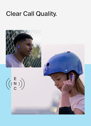 Belkin SoundForm Nano 2 Bluetooth Earbuds for Kids with Built-in Microphone, 28H Battery Life, Safe 85dB Volume, IPX5 Water Resistance - Kids Bluetooth Earbuds for iPhone, iPad, Galaxy, & More - Blue