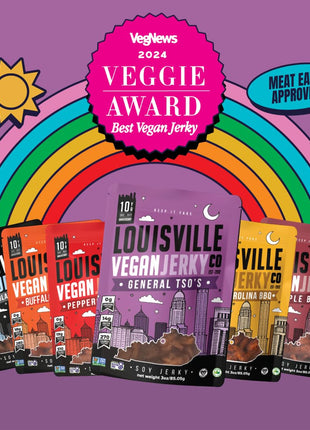 Louisville Vegan Jerky - General Tso's Vegan and Vegetarian Meat - Lip-Smacking Vegan-Friendly & Vegetarian Jerky - Non-GMO 14 Grams Soy Protein, Gluten-Free Low Fat High Protein Vegan Snacks - 3 oz, 3 Pack