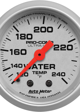 Auto Meter 4332 Ultra-Lite Mechanical Water Temperature Gauge , 2 1/16 inch