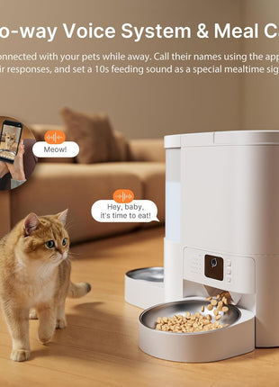 Automatic Cat Feeder with Camera, 2 in 1 Cat Food and Water Dispenser | 2K HD Video and Night Vision, 5G App Controlled Timed Pet Feeder, 4L Food & 3L Gravity Waterer, 2-Way Audio for Cat Small Dog