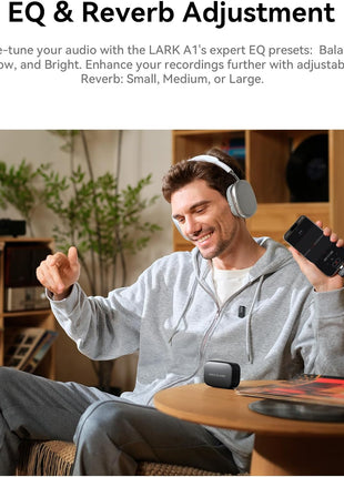 Hollyland Lark A1 Wireless Microphone for iPhone & Android, 48kHz/24-bit Studio Audio, 3-Level Noise Cancellation, 200m Range, Magnetic Mini Mic for Video Recording & Live Streaming (2TX + USB-C RX)