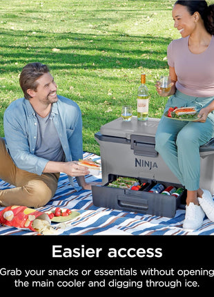 Ninja FB151GY FrostVault 50qt Hard Cooler with Dry Zone, Integrated Fridge-Temp Dry Storage Drawer, Premium Heavy-Duty Insulated Cooler, Keeps Ice for Days, Slate Gray