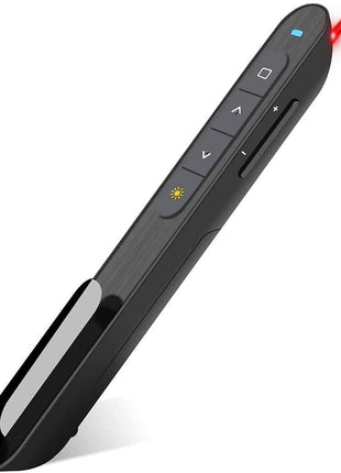 Wireless Presenter, Hyperlink Volume Control Presentation Clicker RF 2.4GHz USB PowerPoint Clicker Presentation Remote Control Pointer Slide Advancer (Black)