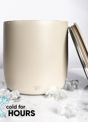 Simple Modern Vacuum Insulated Ice Bucket with Lid and Scoop | for Cocktail, Champagne, Wine, Beer, & Hosting | Stainless Steel 100oz Capacity for Large Parties | Rocks Collection | Midnight Black