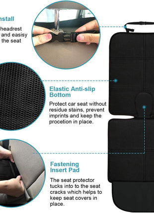 MORROLS Car Seat Protector, 2 Pack Carseat Protector with Thick Padding, Baby/Pets for Child Car Seat-Mesh Pockets-Waterproof-Universal Size(Black)