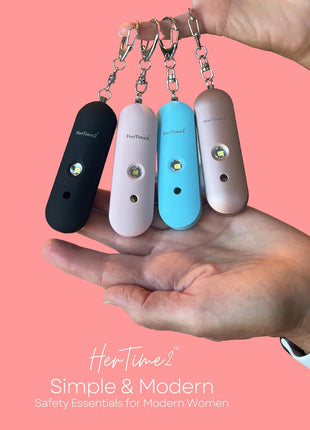 HerTime2 Personal Safety Alarm  - Travel Safe Waterproof  - Gift for Women College Girls  - Self Defense Keychain  - Extra Loud Siren  - Strobe Light  - Cute Key Chains Protection (Rose Gold)